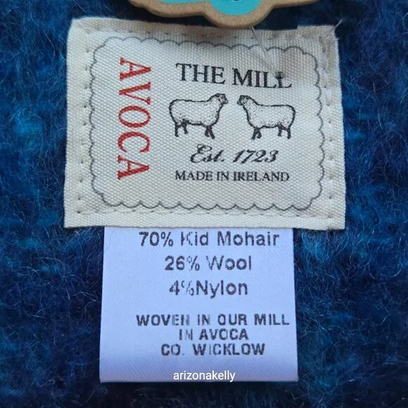 NWT Kid Mohair Scarf Blue Avoca Tweed - Picture 2 of 16